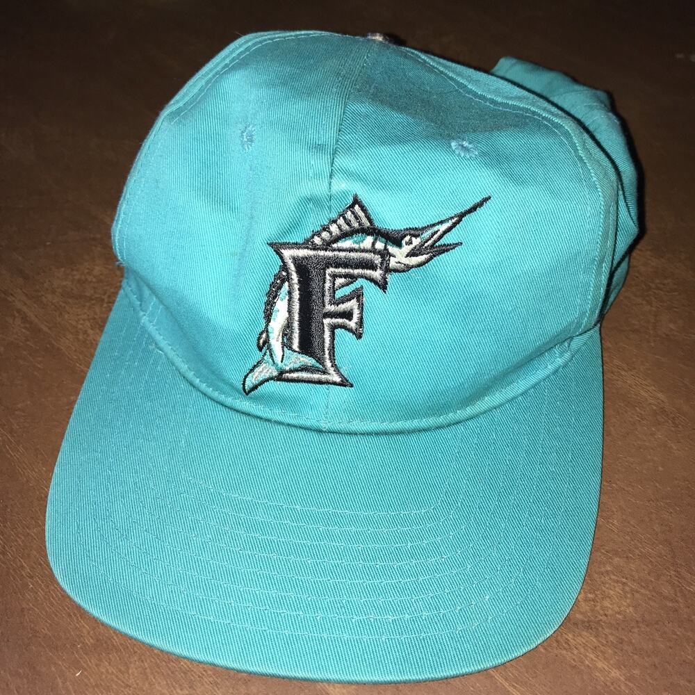 Florida Marlins‎ Original Logo SnapBack Hat MLB Vintage Teal